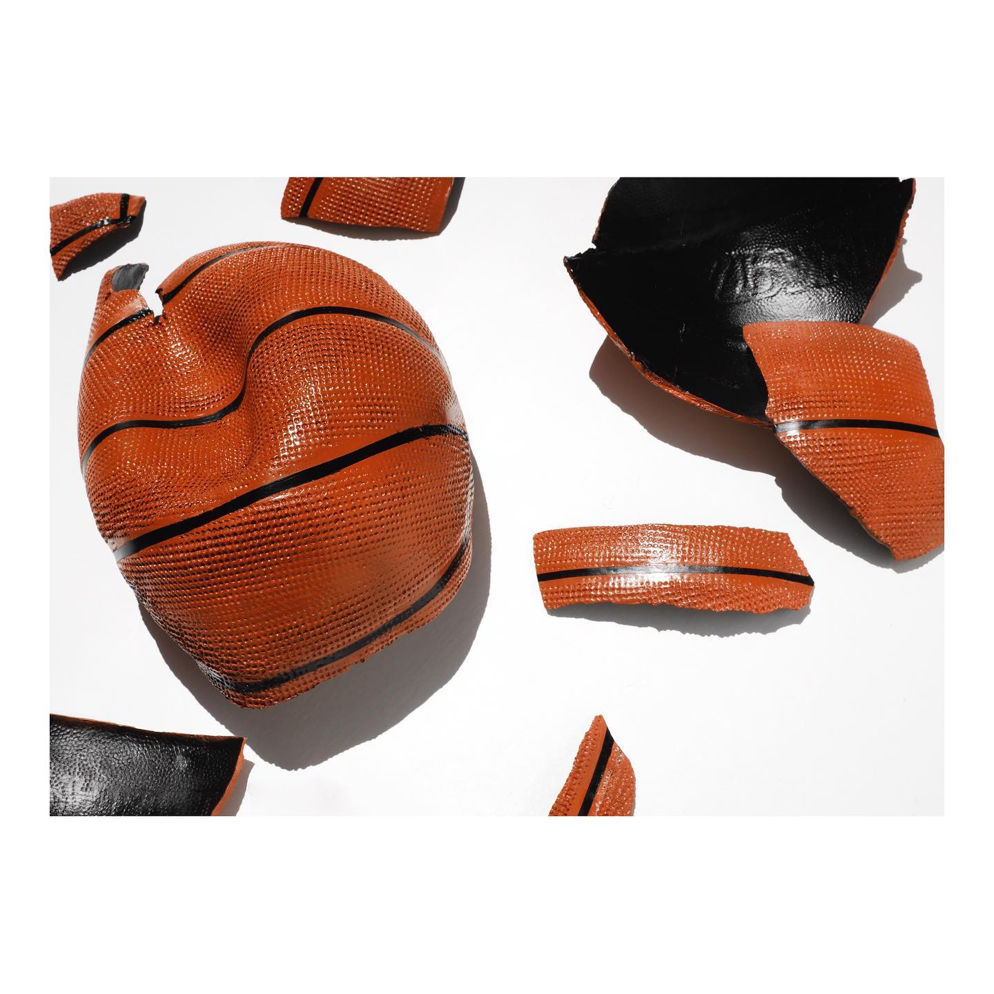 Exploded basketball — fragments